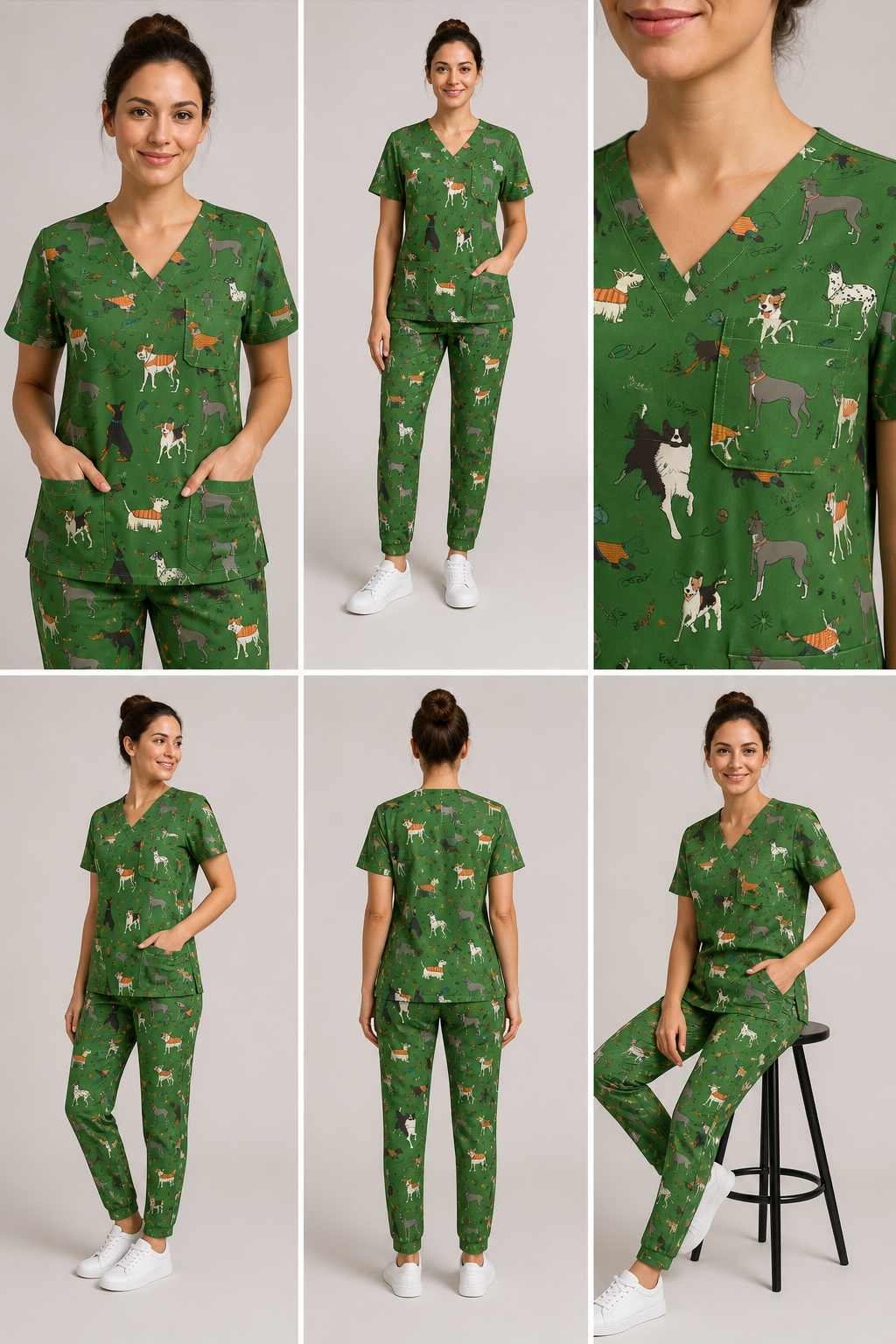 Green Dog Parade Fun Scrub Set