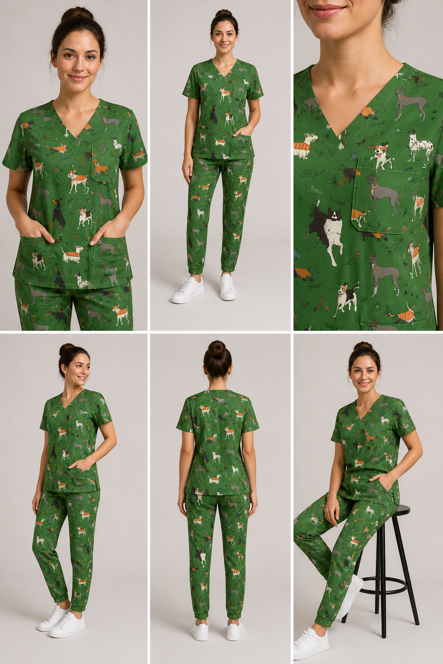 Green Dog Parade Fun Scrub Set