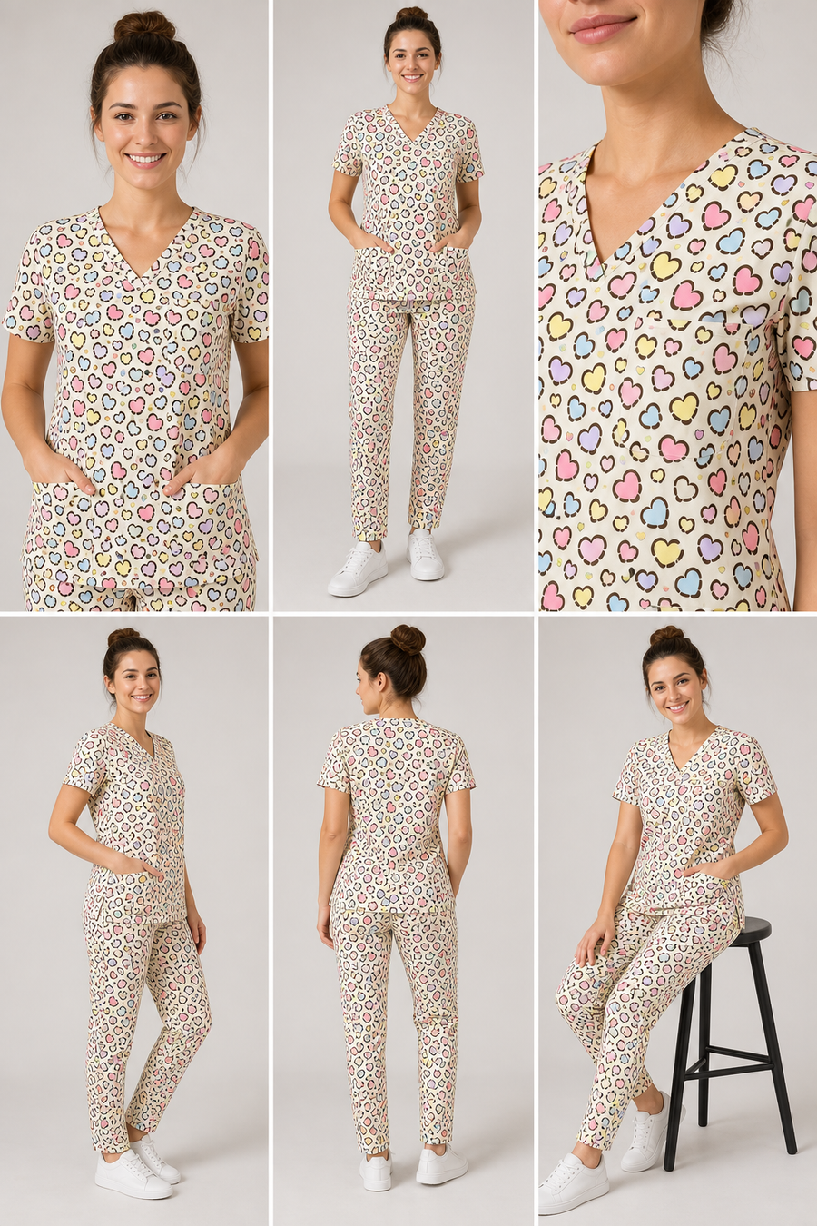 Pastel Hearts Fun Scrub Set