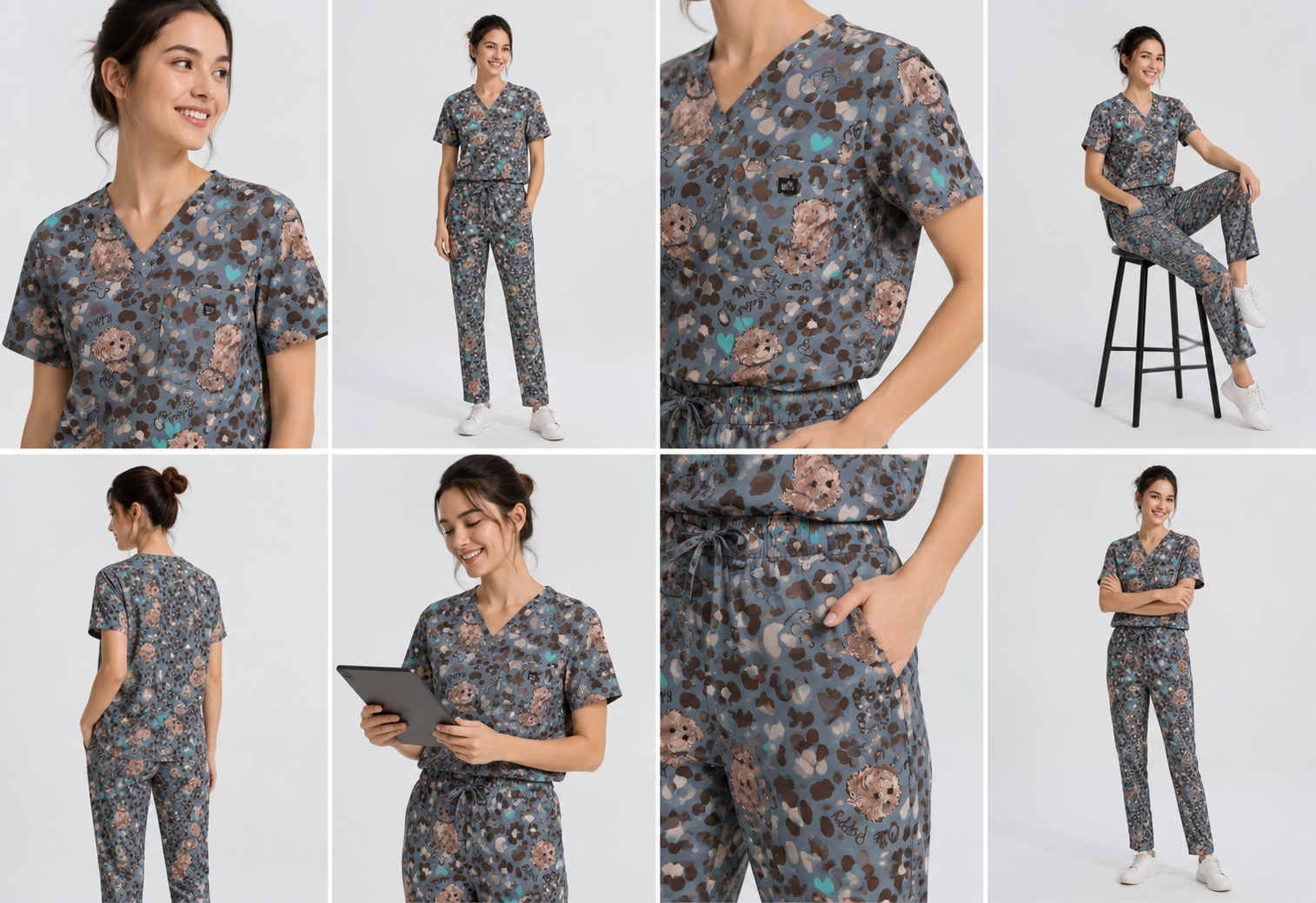 Puppy Joy women’s Fun Scrub set